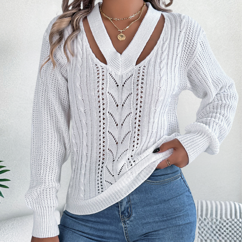 Pull Femme Col V Élégant et Chic - PanierRoyale