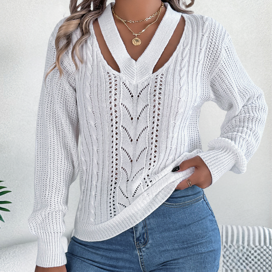 Pull Femme Col V Élégant et Chic - PanierRoyale