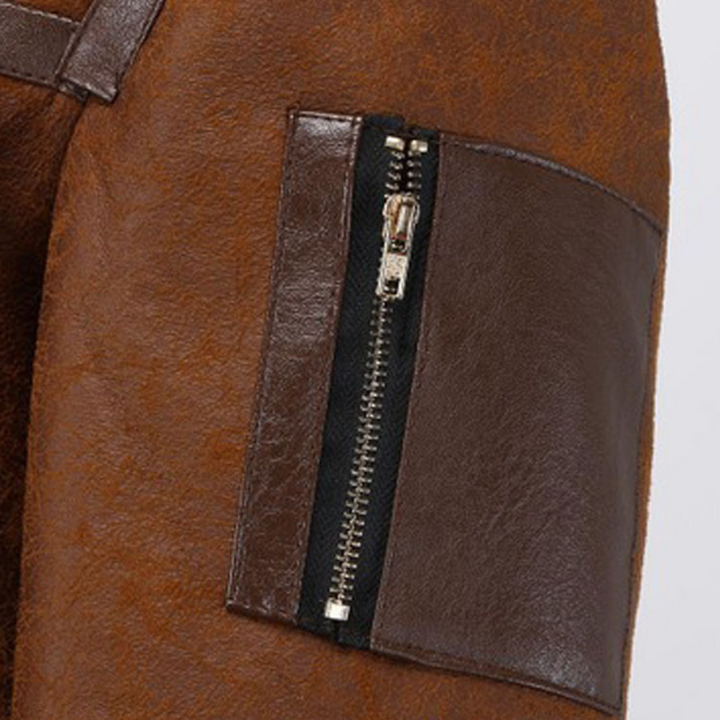 Veste de Motard Élégante Marron - vue 5