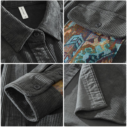 Chemise Homme Vintage en Coton Longue Manche