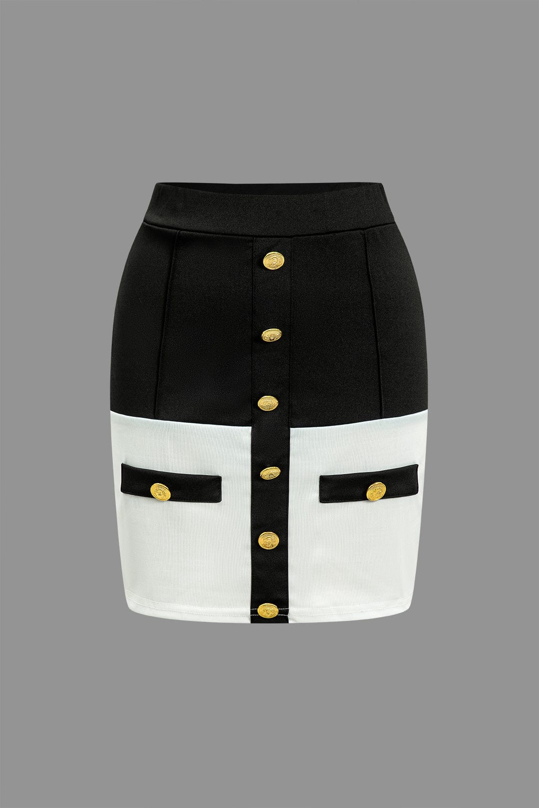 Robe Deux Pièces Élégante avec Boutons et Mini Jupe