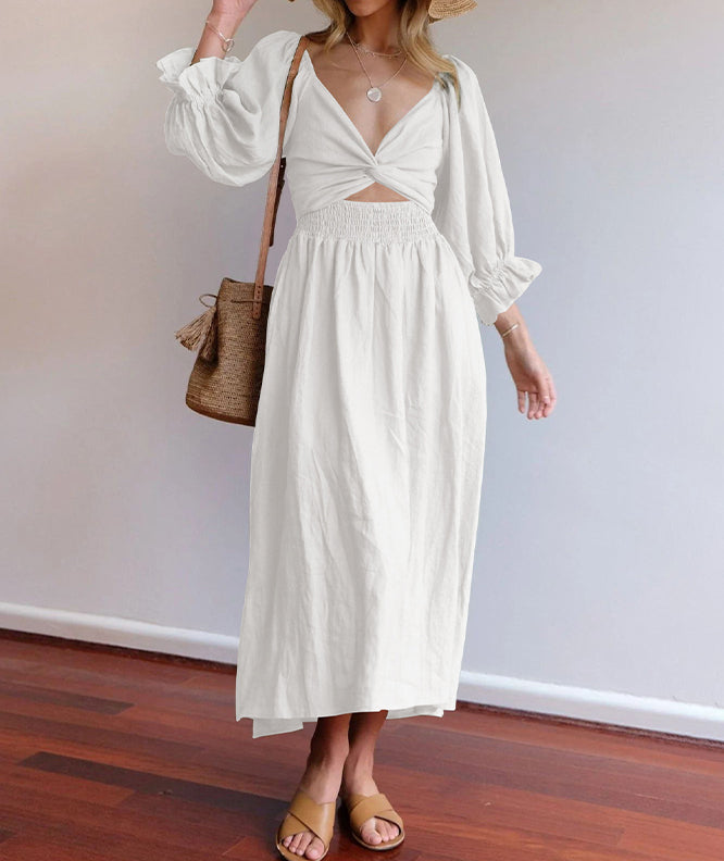 Robe Bustier Femme Élégante avec Manches Volantes