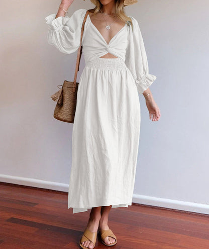 Robe Bustier Femme Élégante avec Manches Volantes