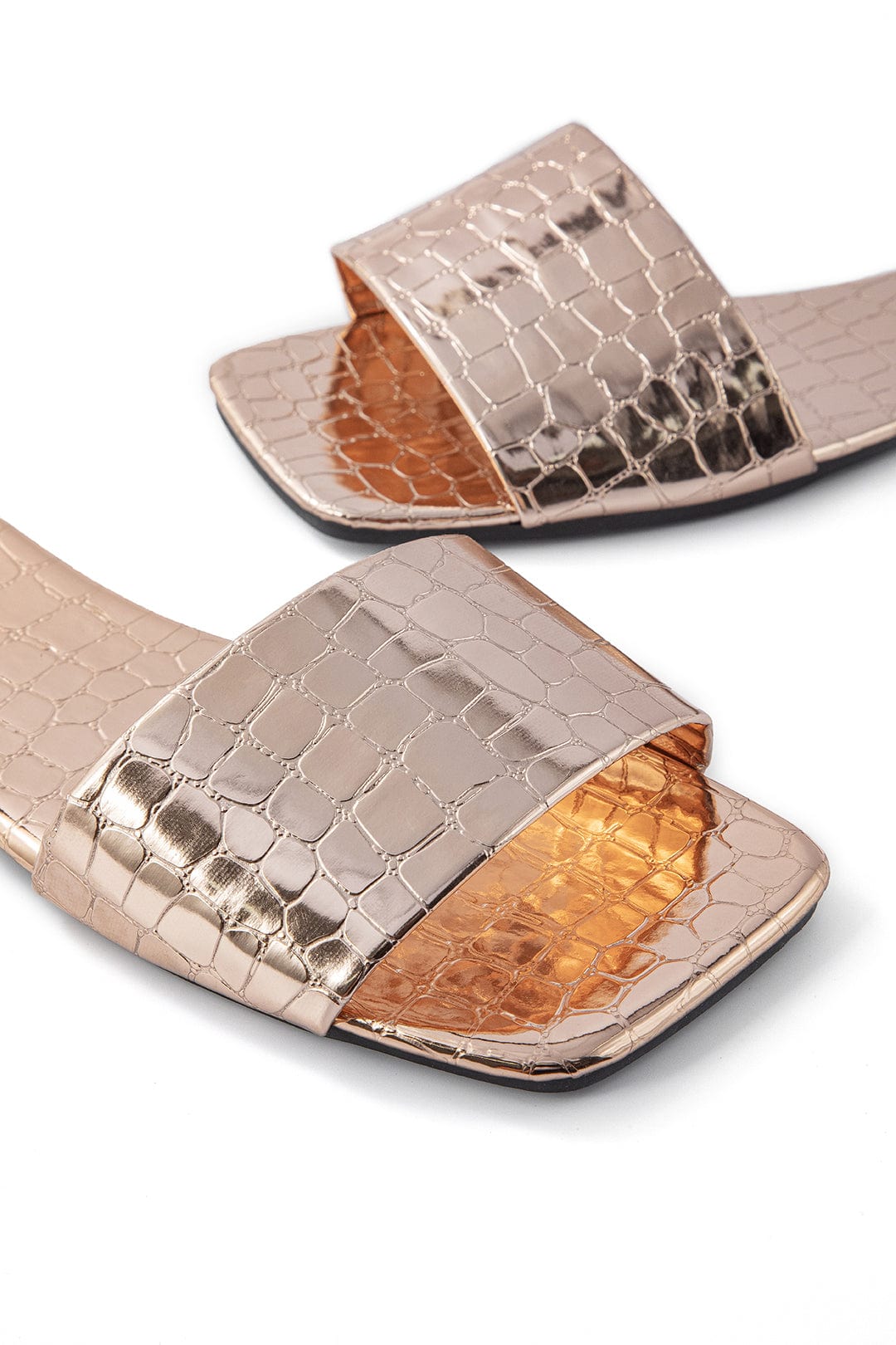 Sandales Métallisé avec Semelle Cuir Croco