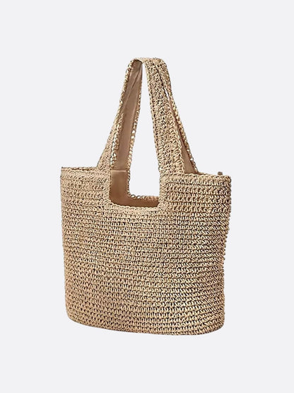 Sac Grande Paille Tressée à Bretelles Réglables
