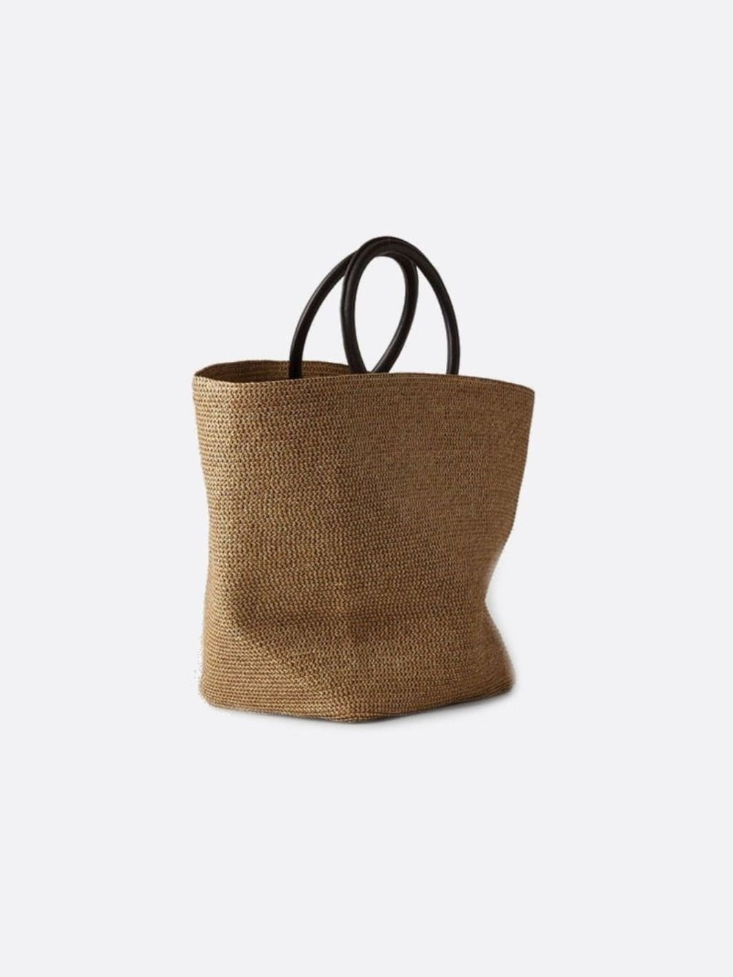 Sac Cabas Grand Modèle en Paille avec Poignées Cuir