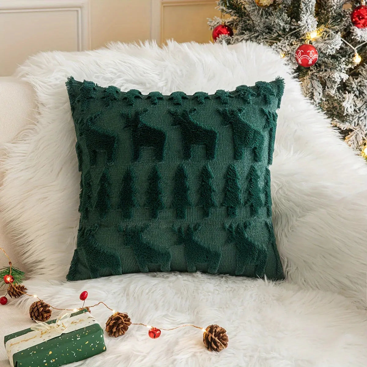 Housse de Coussin Hiver Douce et Chaude en Velour