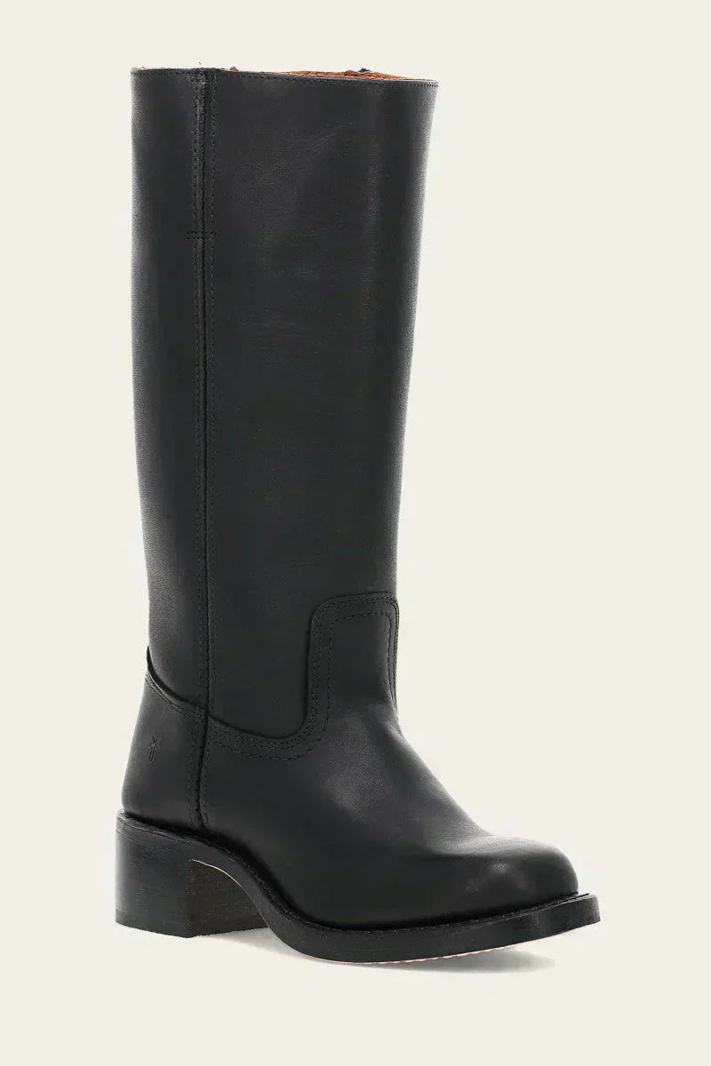 Bottes Femmes Cuir Talon Bloc Haut de Gamme