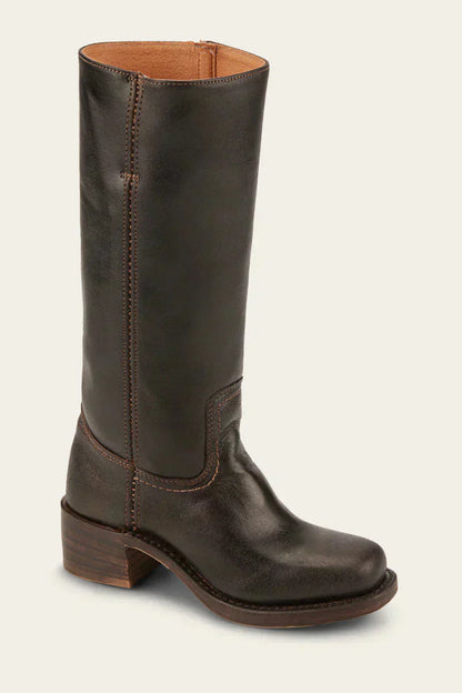Bottes Femmes Cuir Talon Bloc Haut de Gamme