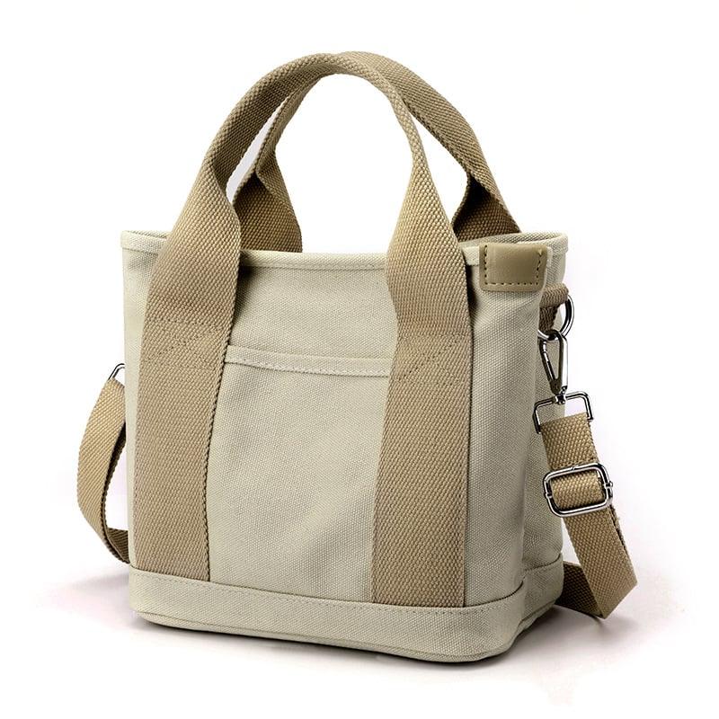 Sac à main en toile écru avec bretelle réglable