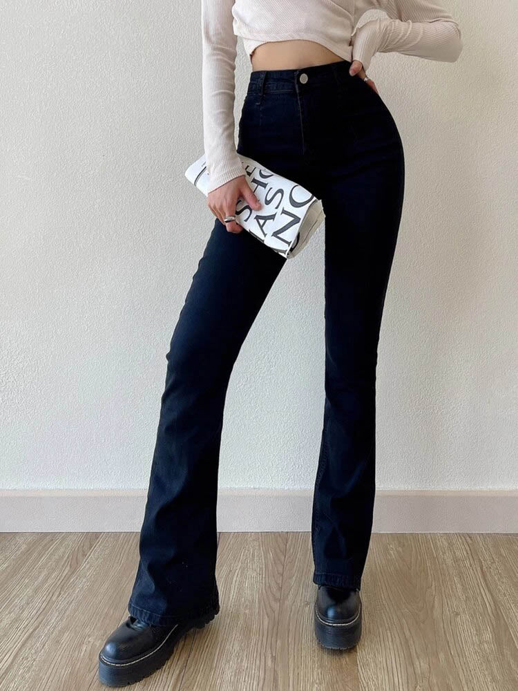 Jean Bootcut Décontracté Taille Haute