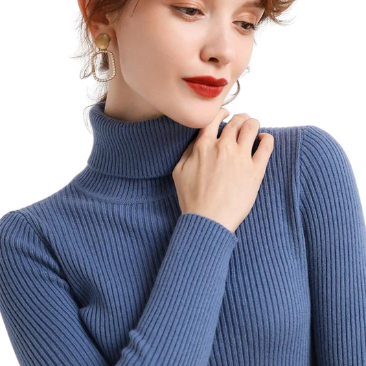 Pull Femme Col Roulé Marine Élégant et Confortable - PanierRoyale