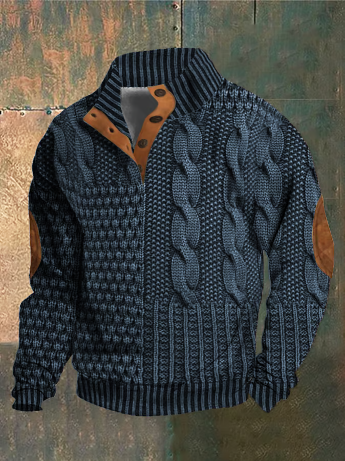 Pull Homme Hiver Laine Douce à Col Boutonné Chaud - PanierRoyale