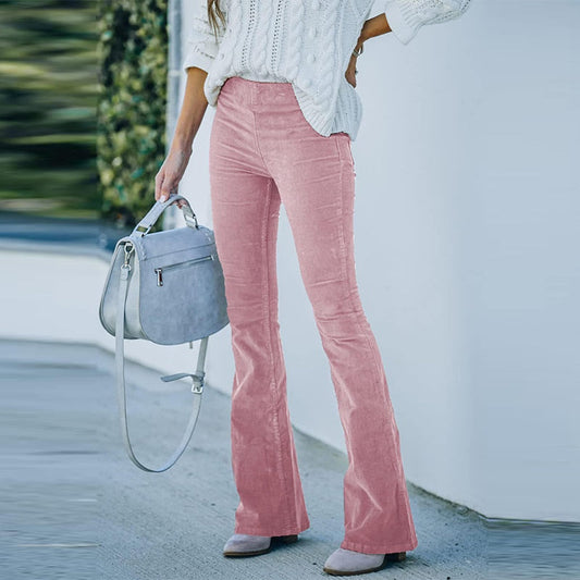Pantalon Femme Évasé Confort Taille Haute en Velours - PanierRoyale