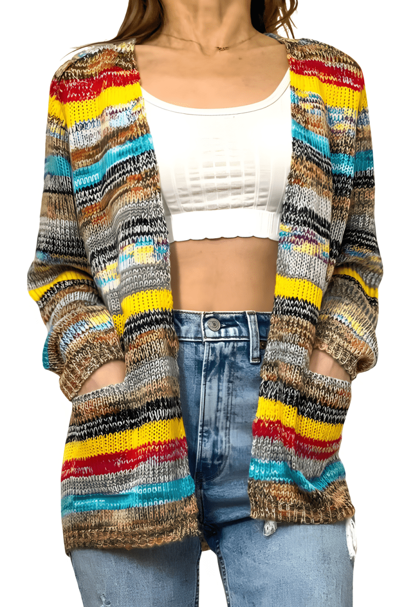 Veste Femme Rayée Élégante - Légère et Confortable Manches Longues - PanierRoyale