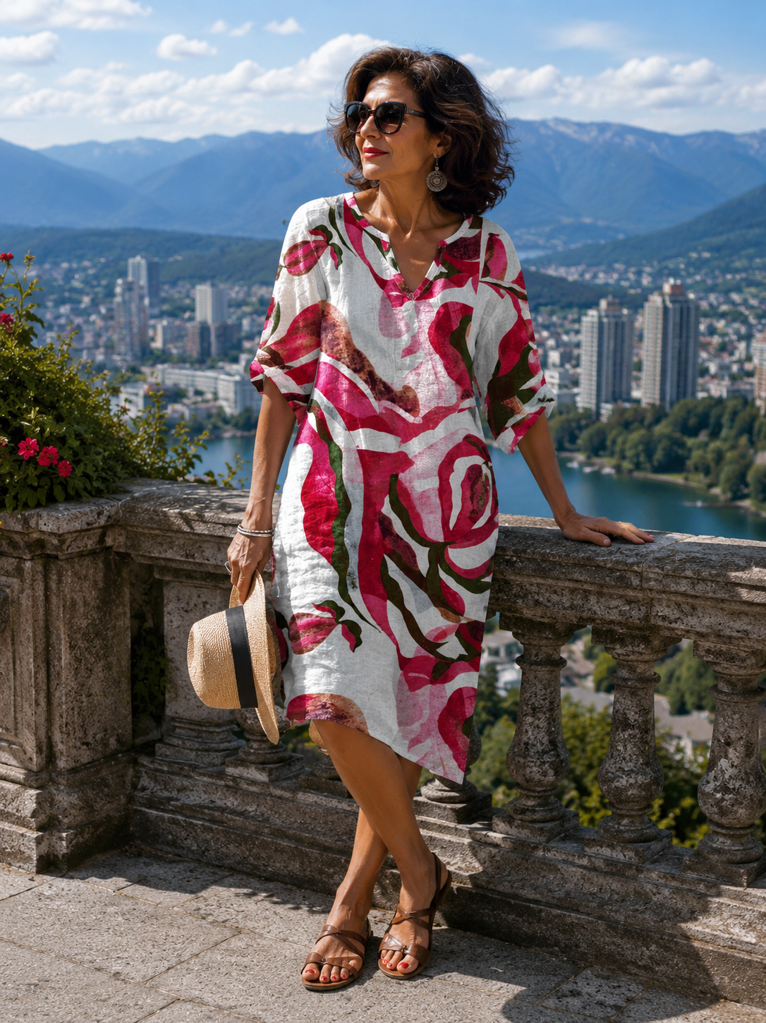 Robe dété Femme Imprimé Abstrait Col V Décontracté - PanierRoyale