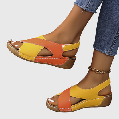 Sandales Femmes Décontractées à Pieds Nus Bicolores