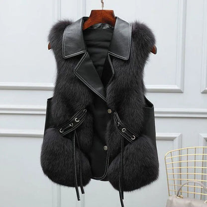 Gilet Femme Fausse Fourrure Doux et Chic