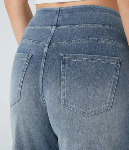 Jean Femme Denim Extensible Taille Haute Coupe Large