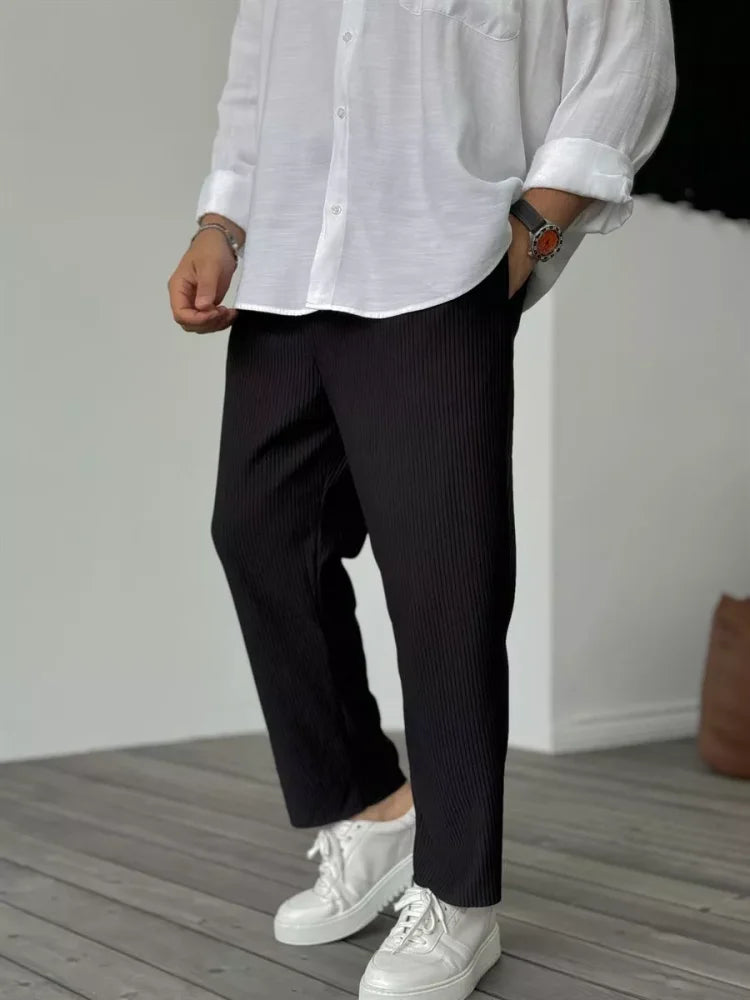 Pantalon Moderne à Rides pour Homme