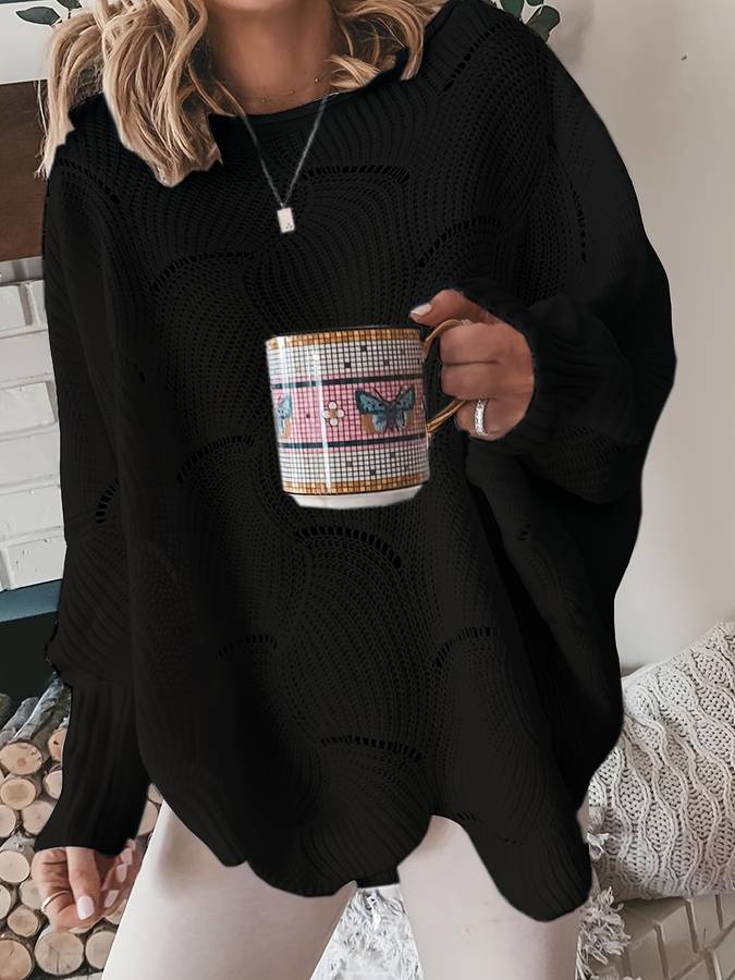Pull Femme Hiver Tricoté au Fil Doux avec Manches Longues