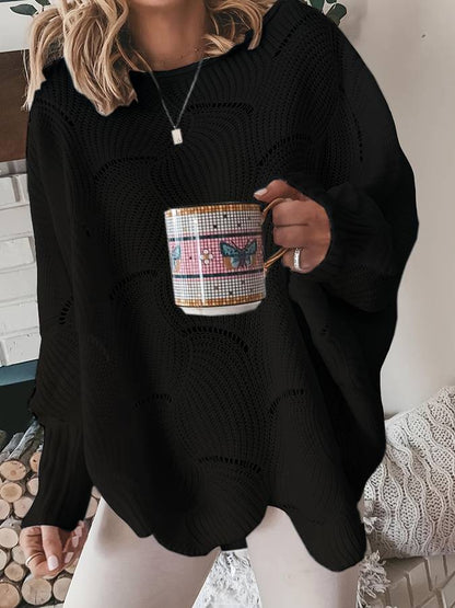 Pull Femme Hiver Tricoté au Fil Doux avec Manches Longues