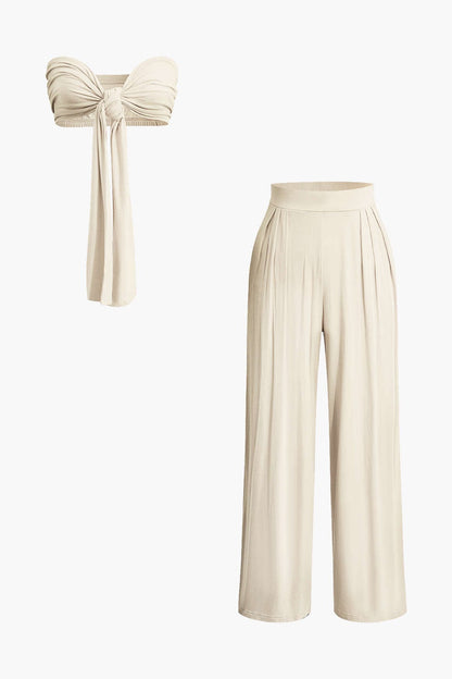 Ensemble Deux Pièces Élégant avec Bandeau et Pantalon Large