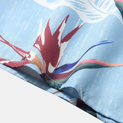 Chemise Homme Manches Courtes à Fleurs Colorées