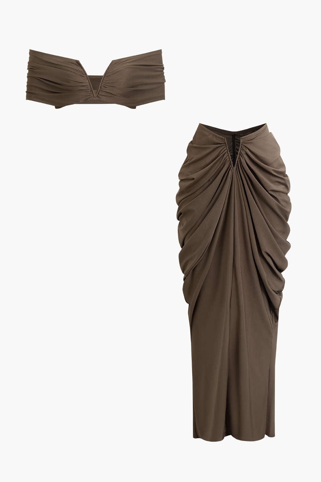 Robe Cocktail Épaules Découvertes avec Drapage Élégant