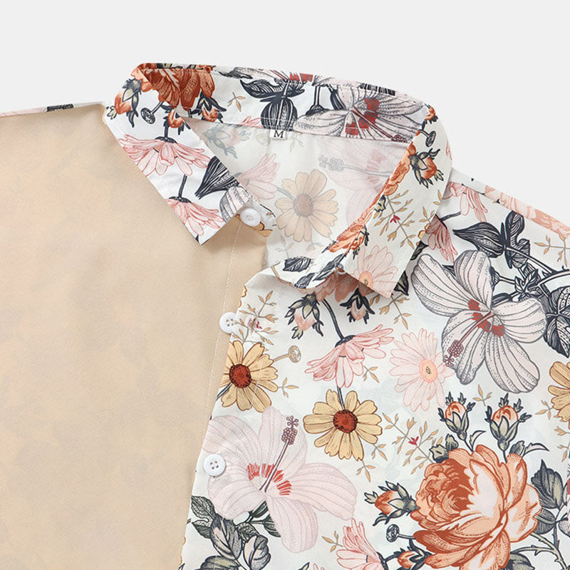Chemise Homme Courte Manche imprimée Fleur de Printemps