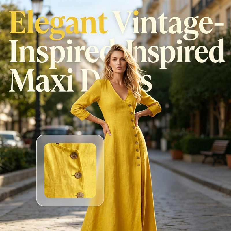 Robe Chemise Femme Vintage Manches Longues Coupe Midi