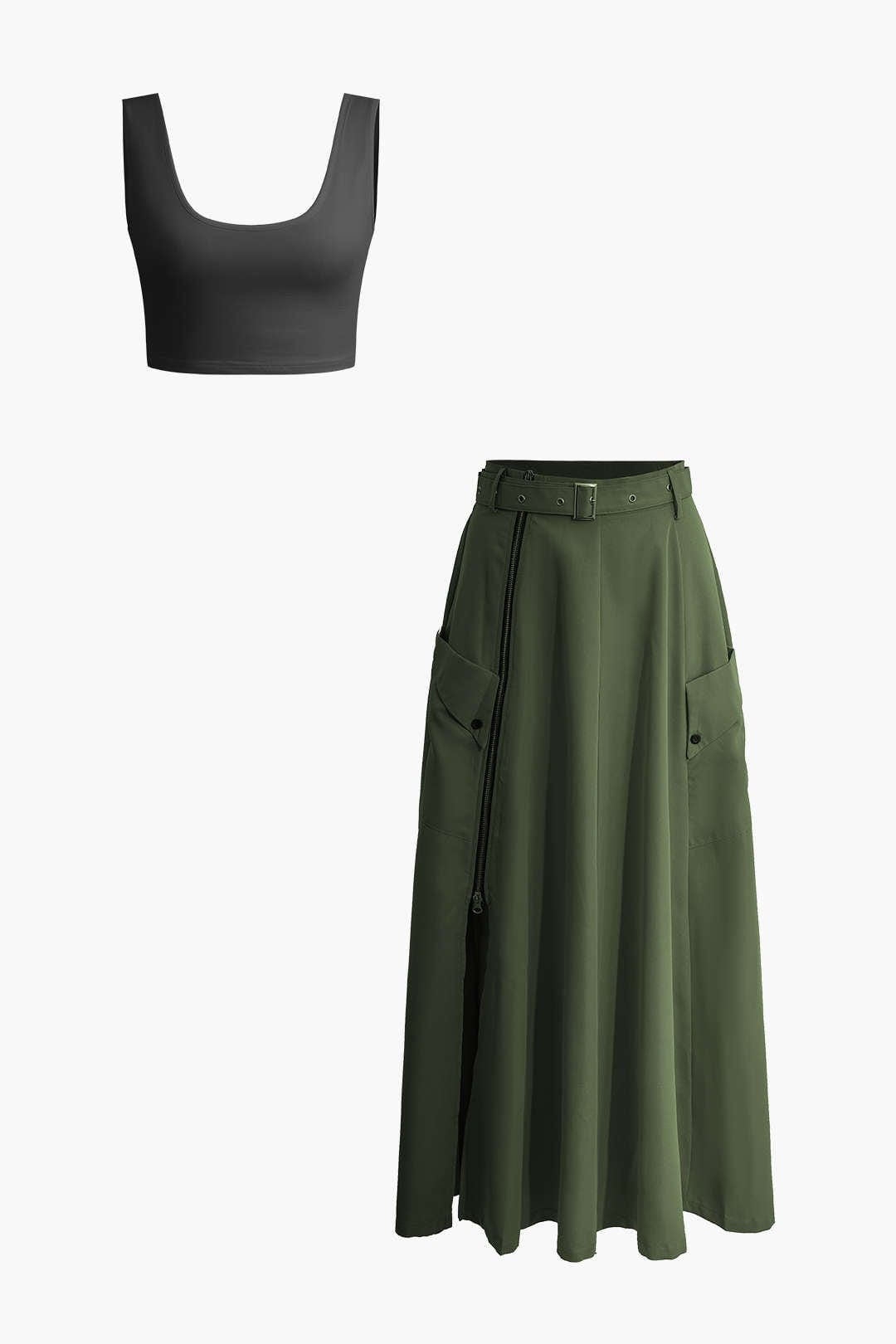 Robe Deux Pièces Été : Top Court et Jupe Longue Florale