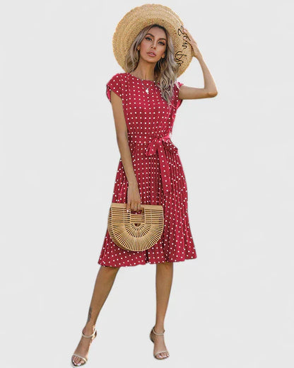 Robe Femme Courte Manches Courtes et Folds