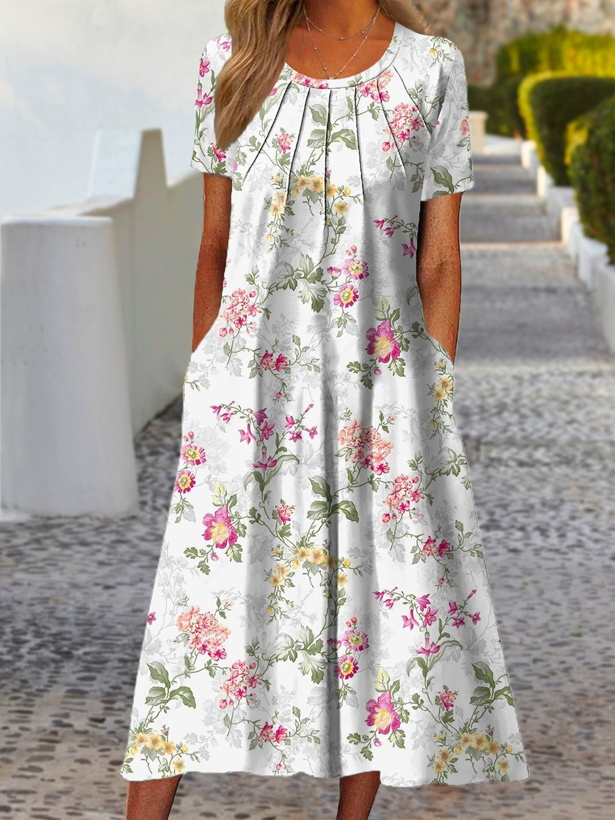 Robe Femme Mi-Longue Florale Décontractée et Élégante - PanierRoyale