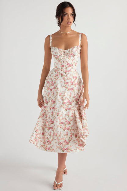 Robe Fuchsia Courte Taille Évasée Féminine