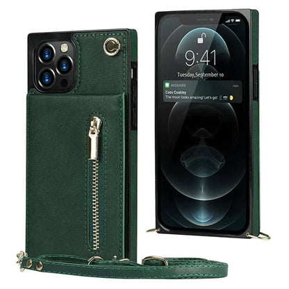 Housse pour iPhone Femme en Cuir avec Porte-cartes Zippé