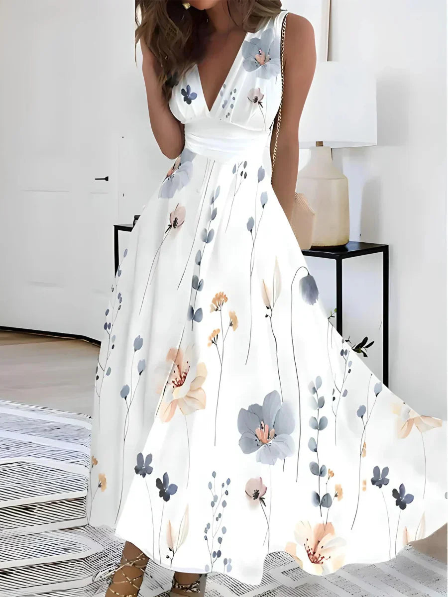 Robe Été Femme Décolleté Profond avec Ceinture Élastique - PanierRoyale