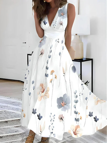 Robe Été Femme Décolleté Profond avec Ceinture Élastique - PanierRoyale