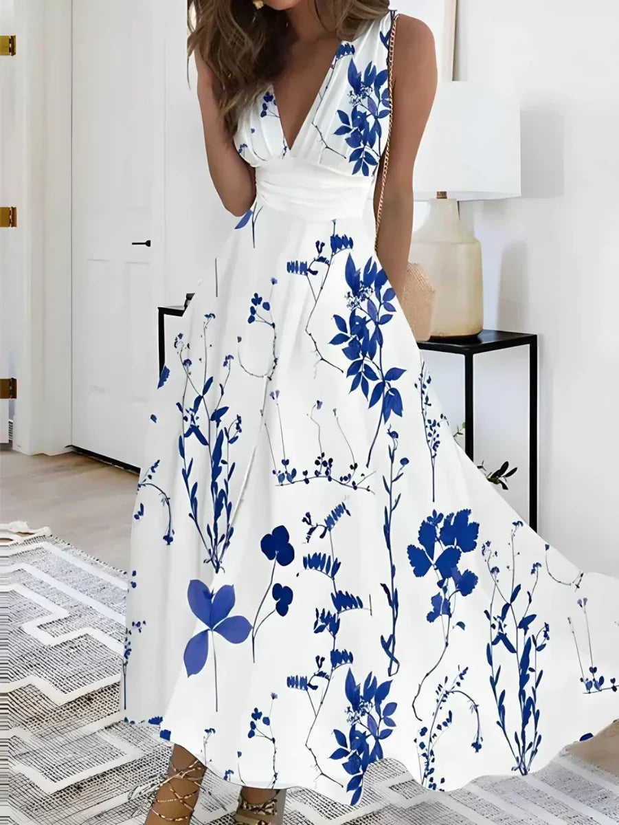 Robe Été Femme Décolleté Profond avec Ceinture Élastique