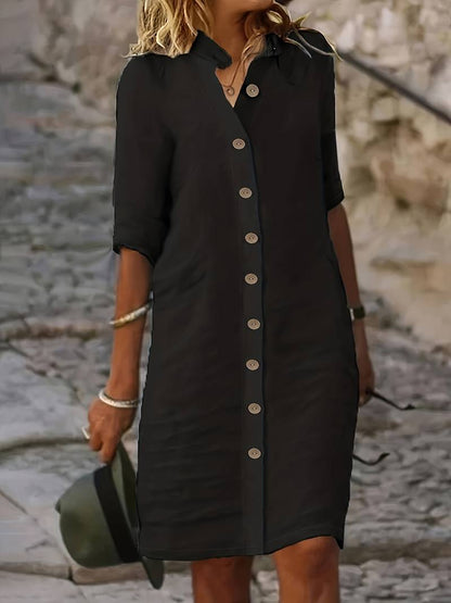 Robe Femme Décontractée à Manches Courtes et Coupe Élégante