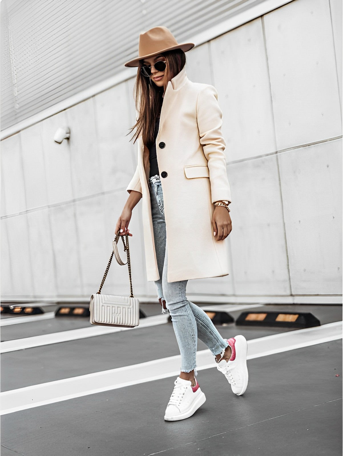 Manteau Femme Hiver Élégant avec Capuchon et Poches