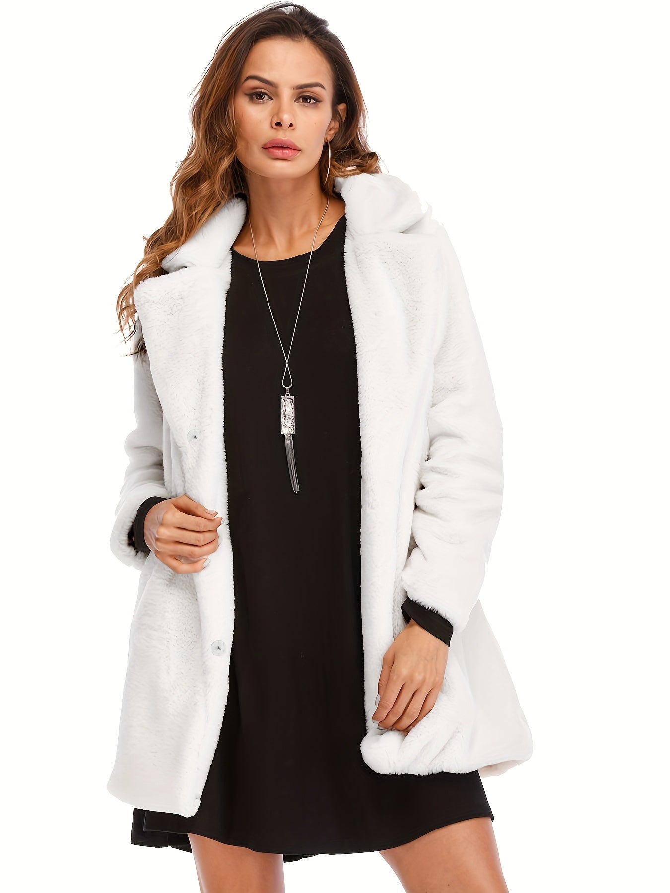 Manteau Femme Mi-Long Hivernal avec Poches et Fermeture Éclair - PanierRoyale