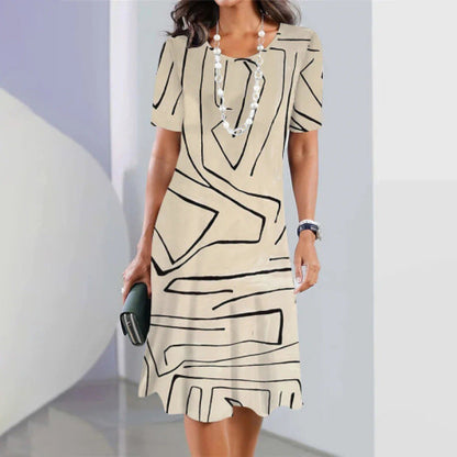 Robe trapèze Femme Imprimé Graphique Manches Courtes