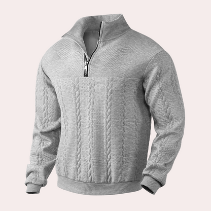 Pull Homme Col Zippé Tricot Chaud et Confortable