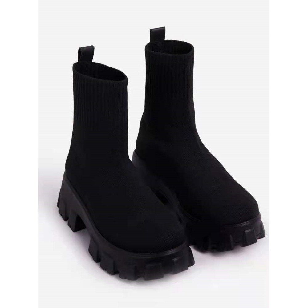 Bottes Chelsea Femme à Talon Plat et Élastiques
