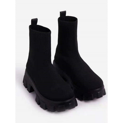 Bottes Chelsea Femme à Talon Plat et Élastiques
