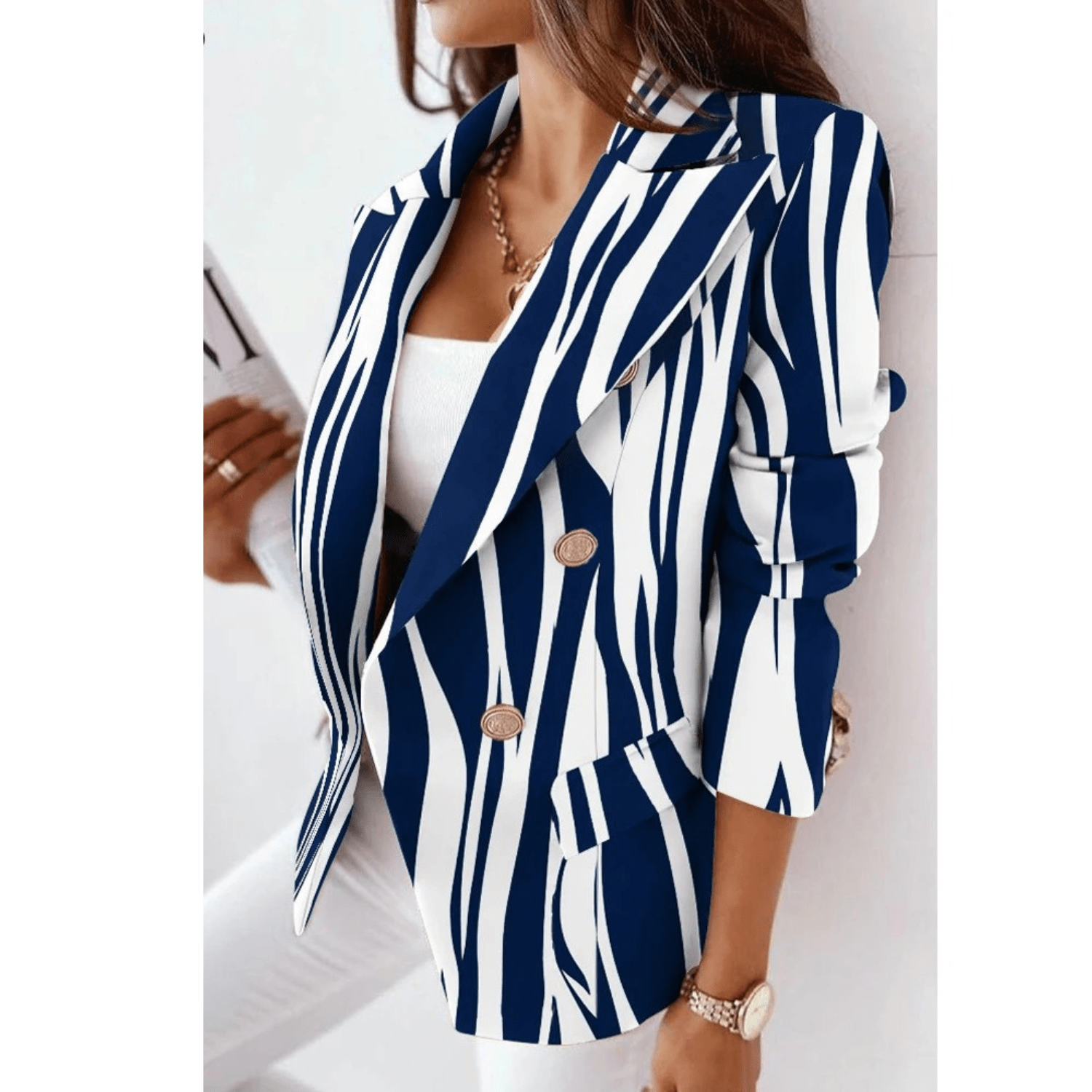 Blazer Femme Élégant – Veste en Laine Douce et Chaud avec Col Revers - PanierRoyale