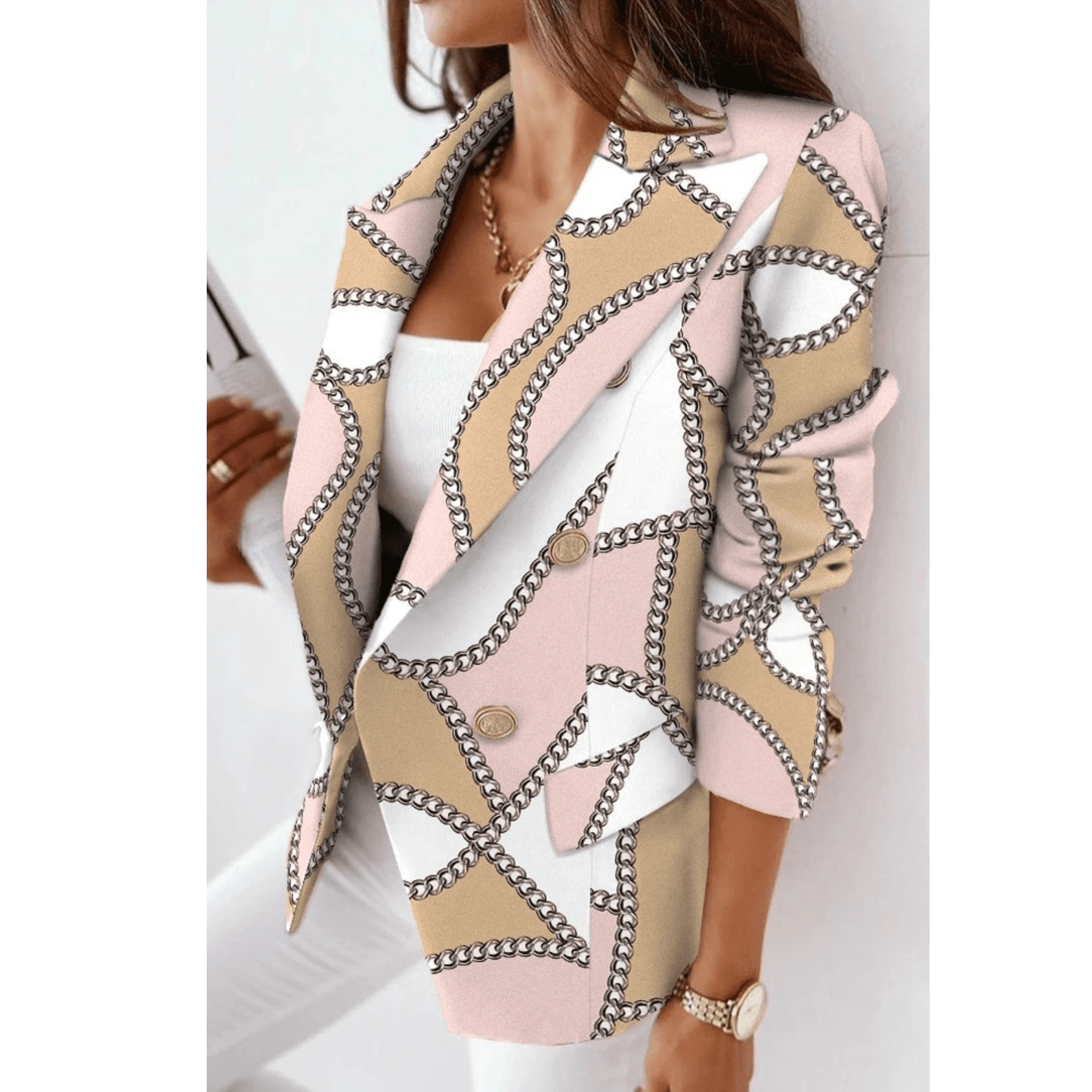 Blazer Femme Élégant – Veste en Laine Douce et Chaud avec Col Revers