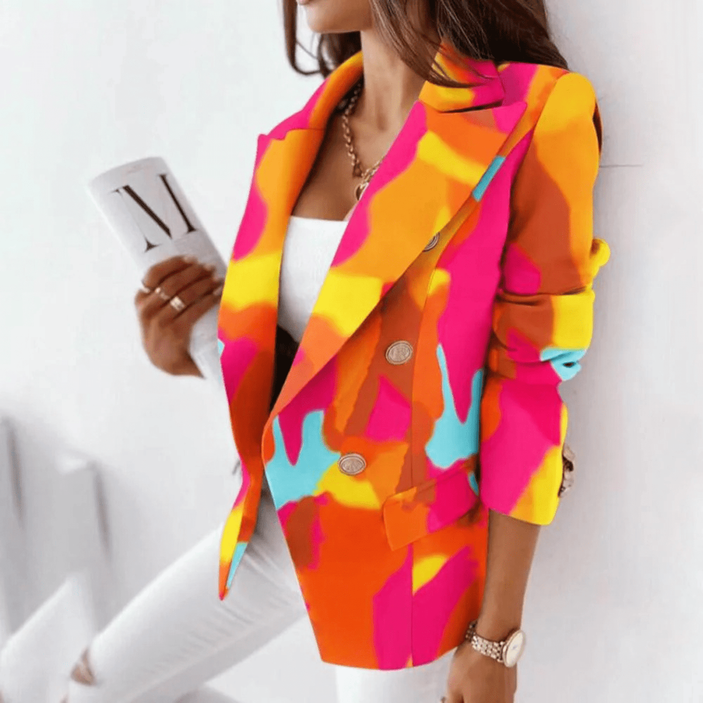 Blazer Femme Élégant – Veste en Laine Douce et Chaud avec Col Revers
