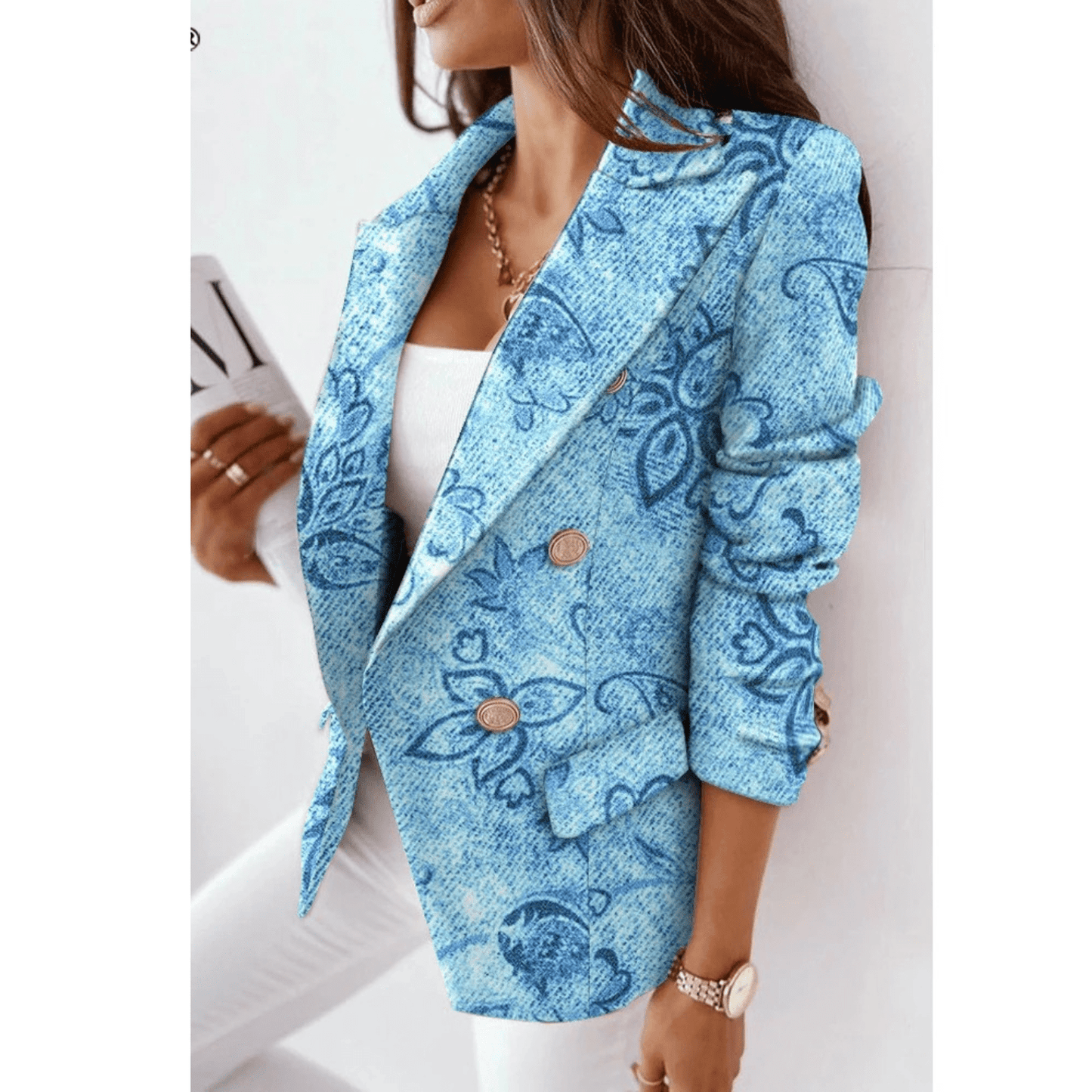 Blazer Femme Élégant – Veste en Laine Douce et Chaud avec Col Revers